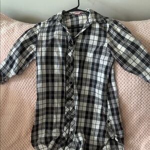 Black and White Plaid Button Down Shirt